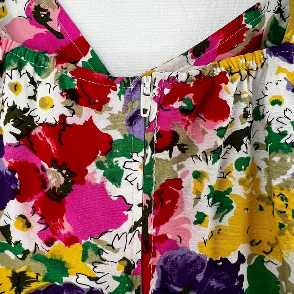 Vintage 90s Floral Romper Mini Playsuit Flowy Wide Leg size Small - Picture 7 of 11